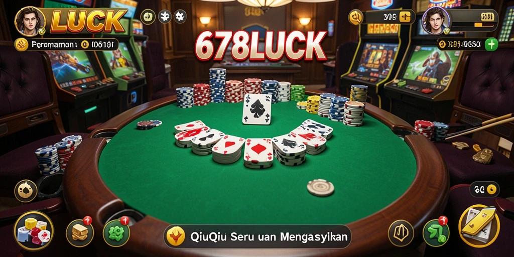 Screenshot utama 678LUCK menunjukkan aksi seru dalam permainan QiuQiu.