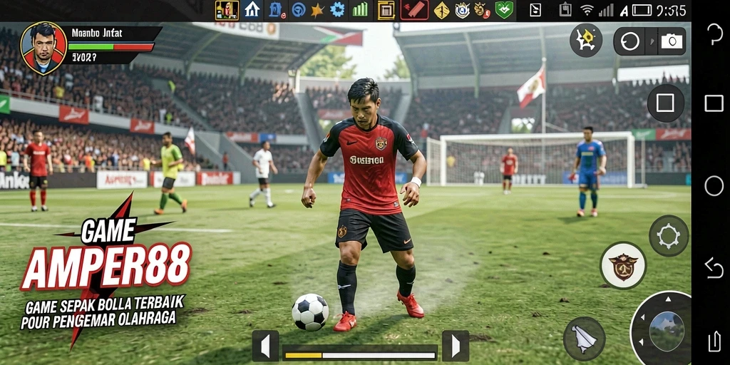 Tangkapan layar AMPER88 menampilkan aksi mendebarkan di lapangan sepak bola.