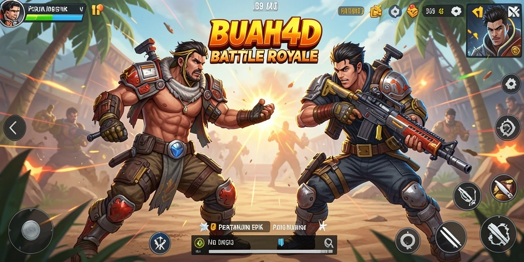 Tampilan aksi seru di dalam game Battle Royale BUAH4D.