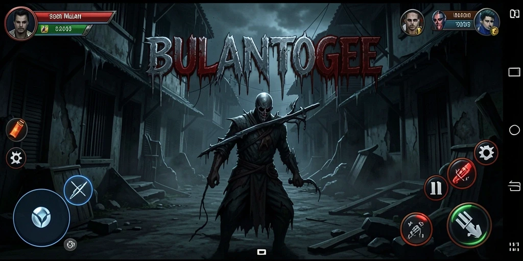 Screenshot gameplay BULANTOGEL menampilkan suasana horor yang mencekam.