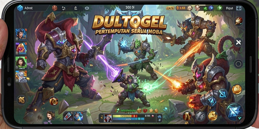 Screenshot DULTOGEL menampilkan aksi seru dalam pertempuran MOBA.