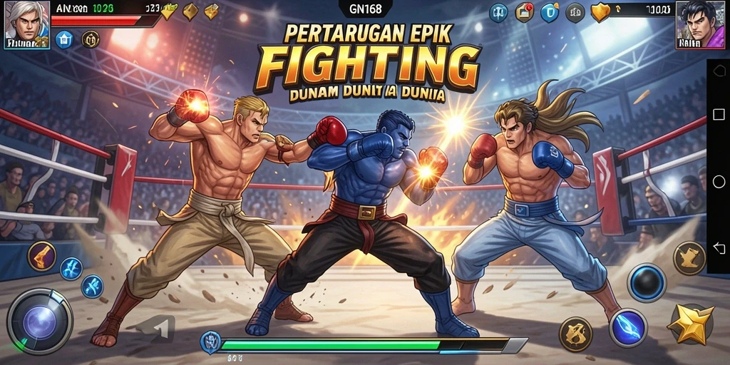 Tampilan mendebarkan dari gameplay pertarungan di GN168.