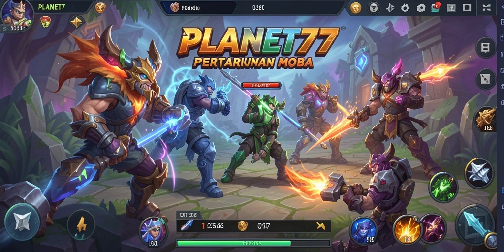 Gameplay seru dalam pertempuran MOBA PLANET77.