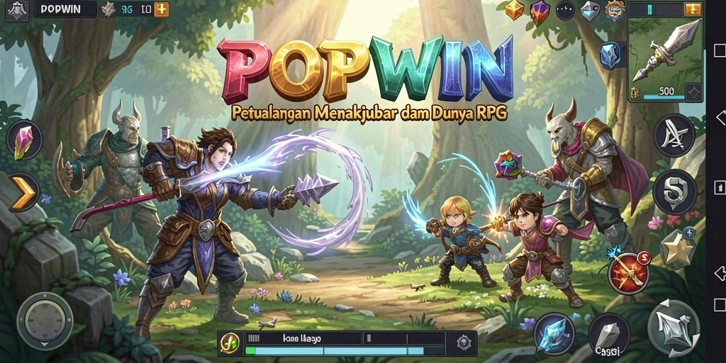 Tampilan gameplay mendebarkan dalam RPG POPWIN.
