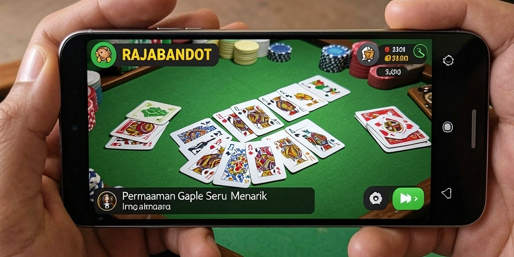 Tampilan seru gameplay Gaple di RAJABANDOT dengan teman-teman.