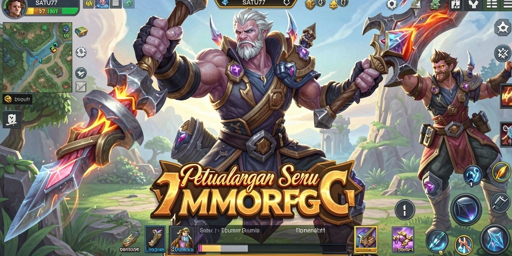 Tampilan dalam game SATU77 yang menampilkan aksi seru dalam dunia MMORPG.