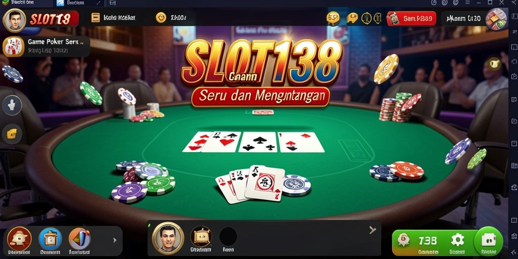Screenshot menunjukkan gameplay poker yang realistis dan menarik.