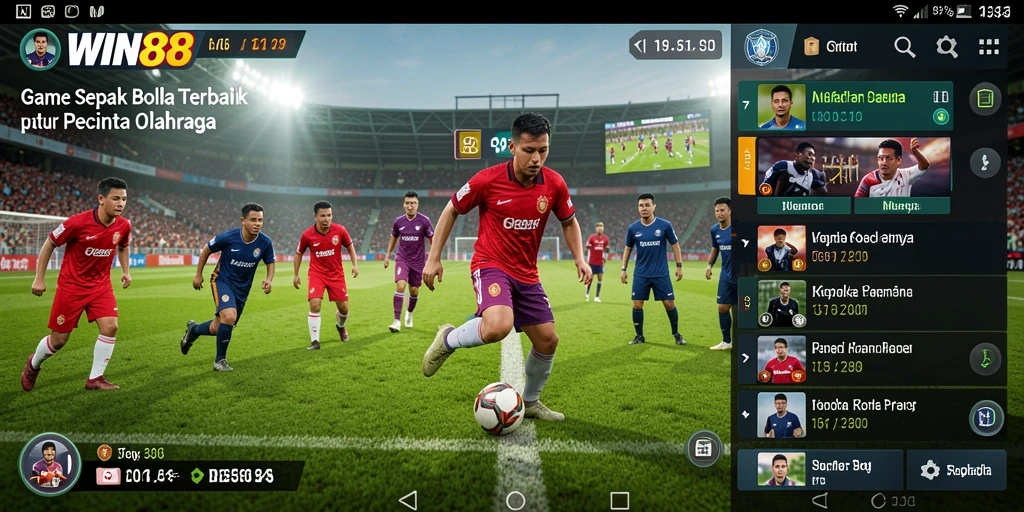 Tangkapan layar WIN88 menampilkan aksi intens dalam pertandingan sepak bola.