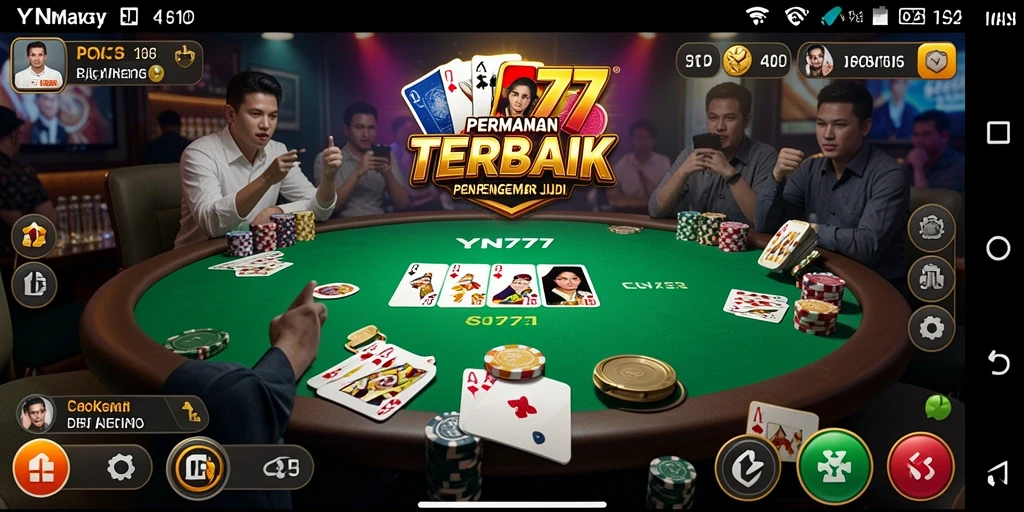 Screenshot gameplay YN777 yang menampilkan meja poker yang seru.